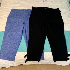 New with Tags Dalia Plus Size Set of 2 Ankle Length Pull on Pants Blue & Black